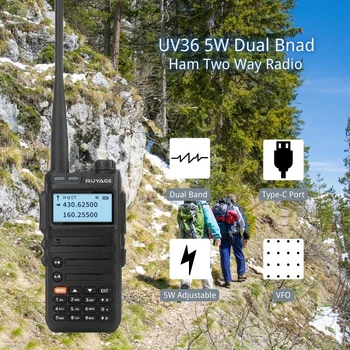 Ruyage UV36 Walkie Talkie Sunca Două-mod de Posturi de Radio cu Rază Lungă de Emisie-receptie Profesionale UHF VHF USB de Tip C Încărcător 5W GMRS