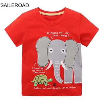 SAILEROAD Vara Tricou Bumbac Maneca Scurta Elefant de Desene animate T-Shirt pentru Copii Tricou Fete, Topuri Băieți Copii Haine