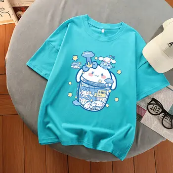 Sanrio Cinnamoroll Cu Mânecă Scurtă T-Shirt Kawaii Desene Animate Bumbac Pentru Copii Cu Mânecă Scurtă 2022 Vara Noi Top Drăguț T-Shirt Copii Cadou