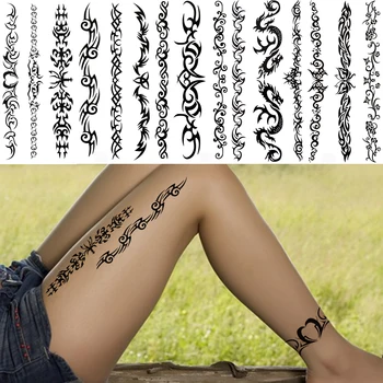 Scorpion Tribal Tatuaje Temporare Pentru Femei Barbati Dragon Negru Fluture Tatuaj Henna Autocolant Fals Spini Transfer Tatuaje Glezna