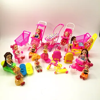 Se amestecă Drăguț Papusa Mobila Pretinde a Juca Jucărie Umerase cărucior pentru Copii Pantofi pentru Papusa Barbie pentru Kelly Păpuși Accesorii Fata de Jucărie