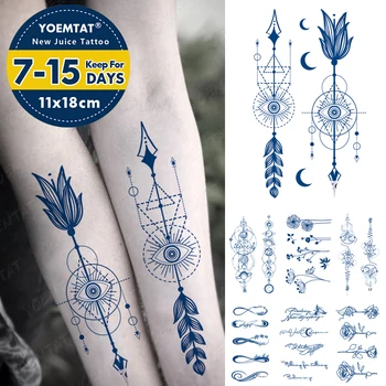 Semi-Permanent Impermeabil Tatuaj Temporar Autocolant Pene Sabia Ochi Lanț Linie Suc De Durată Cerneală Pe Bază De Plante Fals Tatuaje Body Art