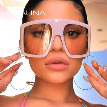 SHAUNA Supradimensionat Pătrat Femei ochelari de Soare Retro Bărbați Jeleu de Cadre Nuante UV400