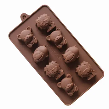 Silicon tort mucegai ciocolata rece DIY a face săpun manual mucegai 8 mic urs, leu, Hipopotam animale