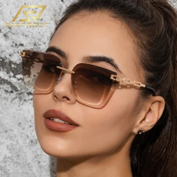SIMPRECT fără ramă Pătrată ochelari de Soare Femei 2022 Brand de Lux de Designer de Calitate Ochelari de Soare Moda Vintage Retro Nuante Pentru Femei