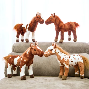 Simulare De Cal Jucării De Pluș Drăguț Animal De Pluș Papusa Moale Realiste În Picioare Cal De Jucărie Copii Băieți Cadou De Ziua Decor Acasă