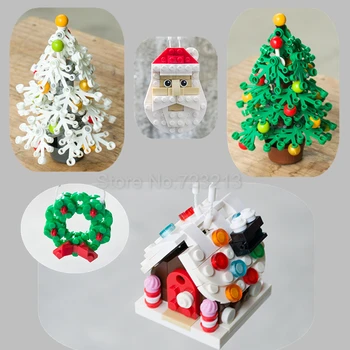 Singur de Crăciun Pom de Crăciun Zăpadă Casa de Floare Inel de Moș Crăciun Ghirlanda Model Blocuri Set Modelul Truse de Jucarii pentru Copii