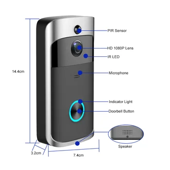 Soneria inteligent Interfon Video WIFI IP Ușă Video aparat de Fotografiat Telefon Clopot Ușă IR de Alarmă NightVision Camera de Securitate Wireless cu Chime