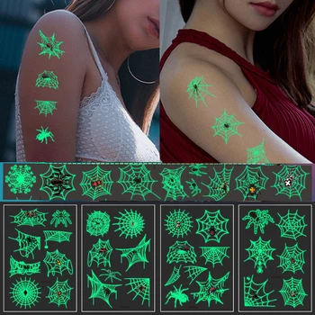 Tatuaje temporare pentru Copii de Halloween Tatuaj Sclipici Autocolant de Păianjen False, Tatuaj Body Art Luminos Copil Tatoo rezistent la apa