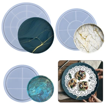 Tava rotunda Rășină Epoxidică Mucegai Platou cu Fructe de Bord Coaster Mucegai Silicon Meserii DIY Ornamente