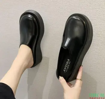 Toate-Meci coreea Pantofi Slip-on Saboti Platforma Mocasini Cu Blană de sex Feminin Încălțăminte Rotund Toe Casual Sneaker 2020 Aluneca Pe Liane