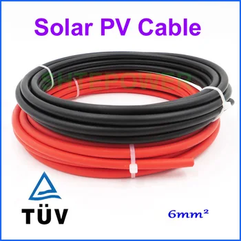 Total 10 milioane de Metri Roll 6mm2 (10AWG) Cablu Solar Rosu sau Negru Pv Cablu Wire Conductor de Cupru XLPE Jacheta Certificat TUV