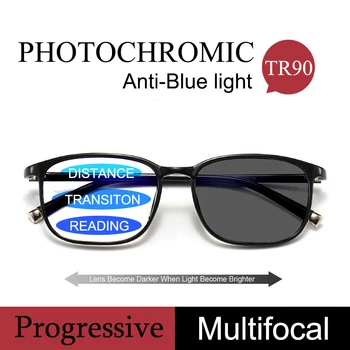 TR90 Tranziție Fotocromatică Ochelari de Citit Bărbați Multifocală Progresivă de Afaceri Ochelari Smarth Anti-Albastru Ochelari de 1.5