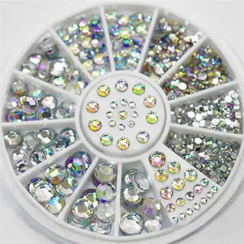 Unghii DIY Arta de Roata Sfaturi de Cristal Sclipici Stras 3D Nail Art Decor Alb AB Culoare Acrilică Diamant