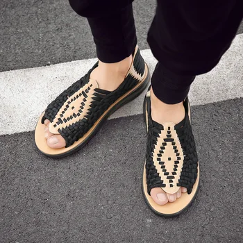 Vara Barbati Alunecare pe Sandale Țesute Manual Sandale Barbati Designer Mocasini Casual Pantofi pentru Bărbați Non-alunecare în aer liber Cuplu Sandalias 2022