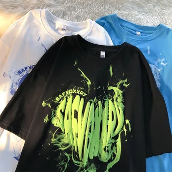 Vara Kawaii Poartă Întreaga Printed Tie-Dye Cu Mânecă Scurtă T-Shirt Femei Supradimensionat Liber Ins Harajuku Casual Jumătate Cu Mâneci Sus