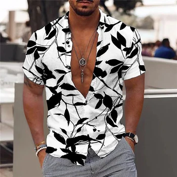 Vara Noi Tricouri Barbati Plaja Hawaii, Vacanta, Camasi pentru Barbati Vrac Respirabil Maneci Scurte Topuri Supradimensionate Îmbrăcăminte pentru Bărbați Camisa