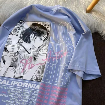 Vara Streetwear Femei haine goth top T-shirt anime Japonez Frumos Girly print T-shirt de epocă pierde bumbac y2k Top femei