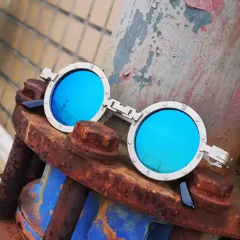Vintage pentru Bărbați ochelari de Soare Femei Retro Punk Abur Stil Rotund Cadru Metalic Colorat Oglindă Lentile de Ochelari de Soare Ochelari de Gafas de sol mujer