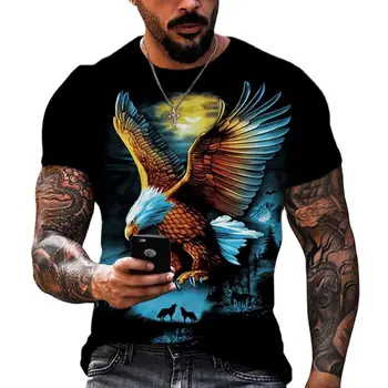 Vulturul de Imprimare 3D pentru Bărbați Tricou O-Gat Maneci Scurte Animale Amuzant Grafic Streetwear Vară Liber de sex Masculin Supradimensionat Topuri Tricouri