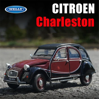 WELLY 1:24 Citroen 2CV 6 Charleston Aliaj Masina Model de turnat sub presiune, Metal Jucărie Clasic Model de Masina de Simulare Mare Colecție Copii Cadou