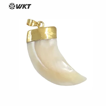 WT-JP073 Delicat Pandantiv Cu Frumoase Dungă În Horn Forma Floral Alb Coajă Acoperite Cu Aur Pandantiv Pentru Femei Vogue Colier
