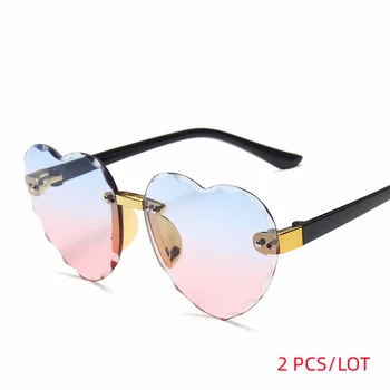 XaYbZc Copil Drăguț Inima fără ramă Cadru ochelari de Soare Copii Copii Gri Roz Roșu Lentile de Moda Băieți Fete Protecție UV400 Ochelari