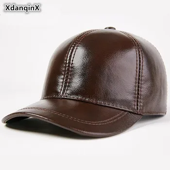 XdanqinX Toamna Iarna Barbati Cald din Piele Pălării piele de Vacă din Piele Sepci de Baseball Reglabil Dimensiune Coada de cal Femeilor Limba Capac