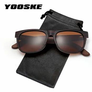 YOOSKE Bambus Polarizat ochelari de Soare Barbati Femei 2020 Design de Brand de Conducere Epocă Dreptunghi de Lemn Ochelari de Soare UV400 Ochelari din Lemn