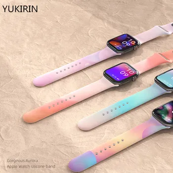 YUKIRIN Sport Colorate Curele Pentru iWatch 38 40 41 42 44 45 mm Correa Banda de Silicon pentru Apple Watch Seria 7 SE 6 5 4 3 2 1
