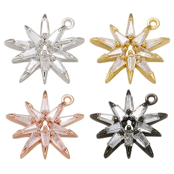 ZHUKOU 16x17mm alamă de cristal multi-unghi stele pandantiv pentru femei lucrate manual DIY accesorii bijuterii a face constatări model:VD608
