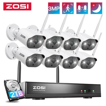 ZOSI WiFi Camera de Securitate de Sistem 8CH 2K H265+ NVR Wifi 3MP Impermeabil în aer liber CCTV aparat de Fotografiat fără Fir Sistem de Supraveghere
