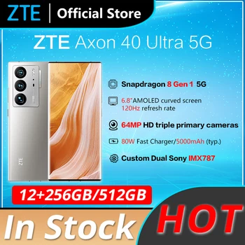 ZTE Axon 40 Ultra 5G SmartPhone 6.8 inch 120Hz flexibil Curbat Sub Afișare Camera Snapdagon 8 Gen 1 Ocat de Bază 80W Încărcare Rapidă
